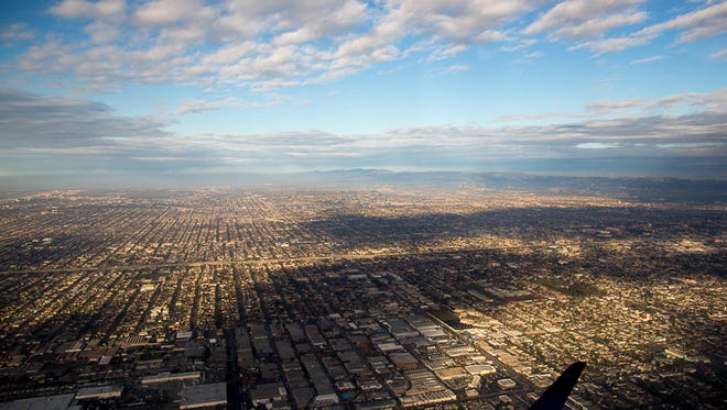 The city of Los Angeles stretches for miles as seen from a Delta flight on Jan. 27, 2015.