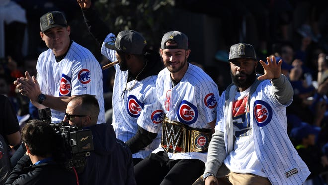 From left to right, Anthony Rizzo, Dexter Fowler, Kris Bryant and Jason Heyward.
