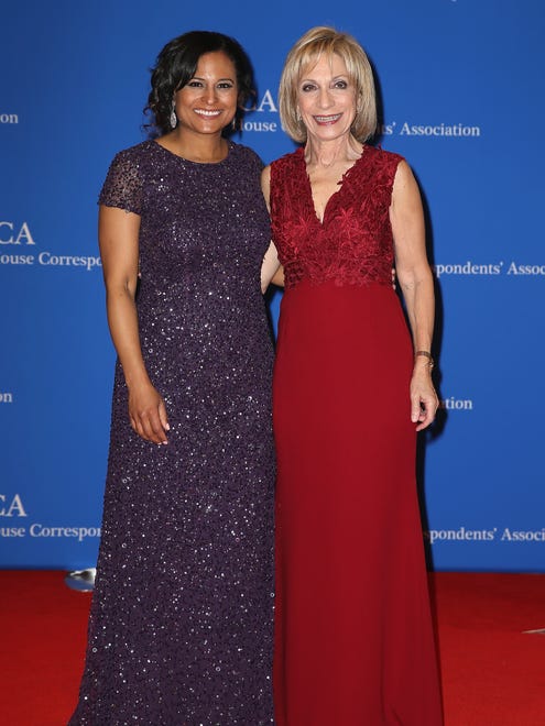 NBC News Correspondent  Kristen Welker, left, and MSNBC's Andrea Mitchell arrive for the  WHCD event.