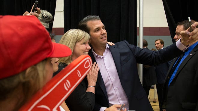 Donald Trump Jr. has his photo taken with supporters Oct. 27, 2016, at the ASU Sun Devil Recreation Center in Tempe.