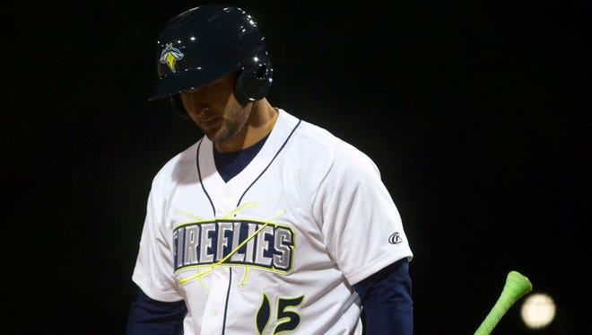 April 6: Tim Tebow goes 1-for-4 with two strikeouts in his minor league debut.
