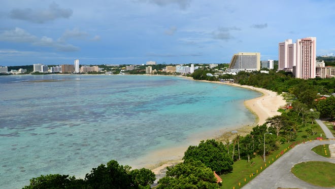 United Airlines counts Guam as a hub for its major presence in the Pacific and Micronesia. Here, a beach area of Guam is seen in an October 2015 photo.