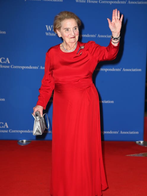 Former United States Secretary of State Madeleine Albright gives a wave!