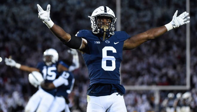 Penn State safety Malik Golden (6) celebrates during the Nittany Lions' win against Ohio State.