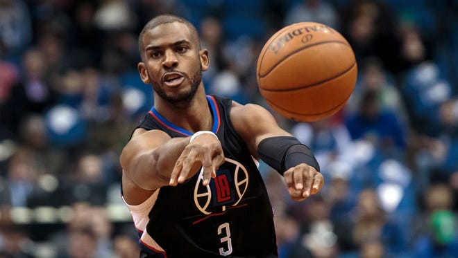 2016: Los Angeles Clippers guard Chris Paul (3) passes in the first quarter against the Minnesota Timberwolves.