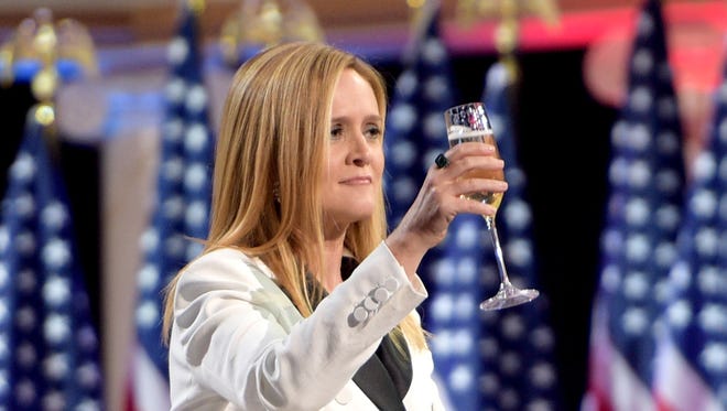Samantha Bee speaks onstage during 'Full Frontal With Samantha Bee's 'Not The White House Correspondents' Dinner.'