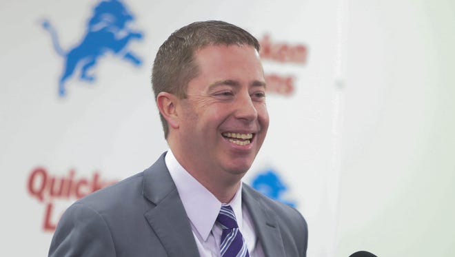 Lions general manager Bob Quinn talks about the team's first round draft pick Florida linebacker Jarrad Davis at the Allen Park practice facility Thursday, April 27, 2017.