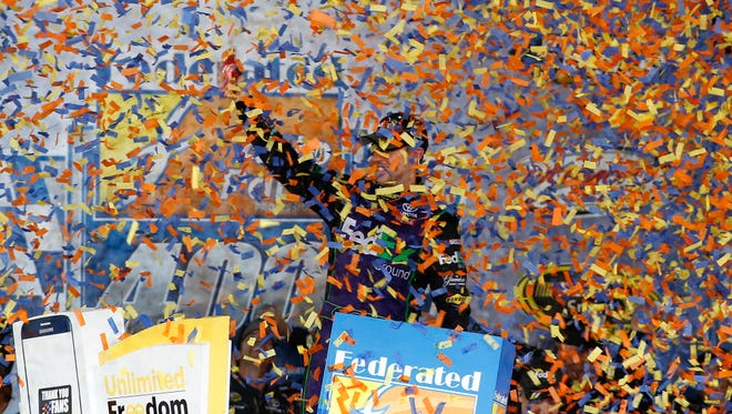 Denny Hamlin closed out the 2016 regular season with a trip to victory lane.