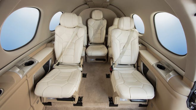 The inside of the Vision jet is roomy, with space for five adults and two children.
