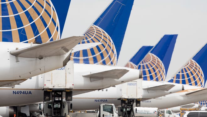 United Airlines planes at Denver International Airport on May 7, 2017.