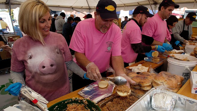 At the Barbecue Festival, attendees can sample signature "Lexington-style" barbecue -- tender, chopped pork shoulder basted and served with a mixture of vinegar, water, salt and pepper. For an extra $15 fee, visitors can access the Barbecue Festival Wine Garden for tastings and glasses from area wineries.