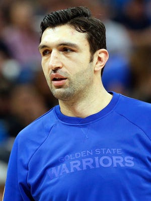 Golden State Warriors center Zaza Pachulia (27) warms up before the game against the Orlando Magic at Amway Center.