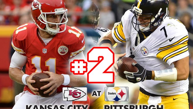 2. Chiefs at Steelers: Alex Smith and Kansas City will try to fluster Pittsburgh with wrinkles similar to the ones Philadelphia used last week.