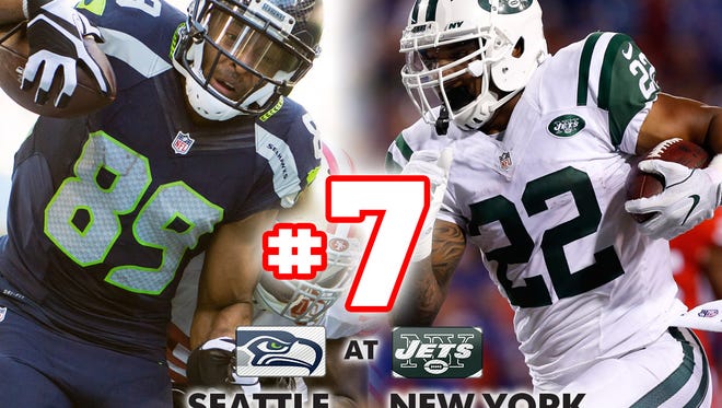 7. Seahawks at Jets: Seattle will have to shake off an early start on the road in order to avoid falling to Gang Green.