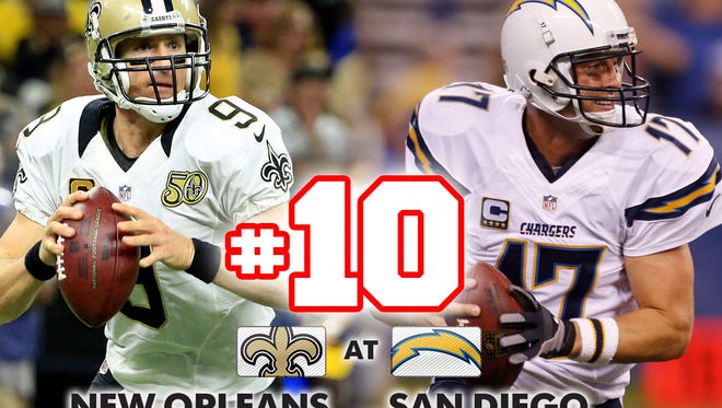 10. Saints at Chargers: Drew Brees vs. Philip Rivers is a showdown between two veteran signal-callers whose teams haven't given them needed support so far this season.