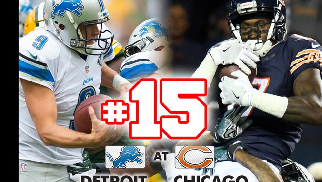 15. Lions at Bears: The first matchup between Detroit and Chicago could signal who's headed for a last-place finish in the NFC North.
