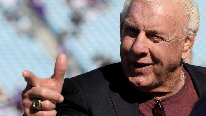 Ric Flair before an NFL game between the Minnesota Vikings and Jacksonville Jaguars in 2016.