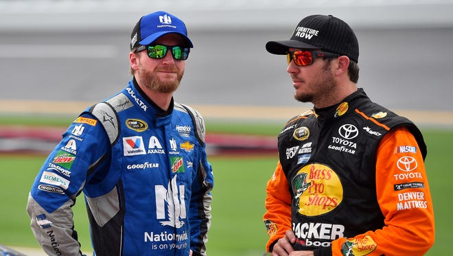 Martin Truex Jr., right, with Dale Earnhardt Jr. in 2016, won back-to-back Xfinity championships in 2004-05 driving for Dale Earnhardt Inc.