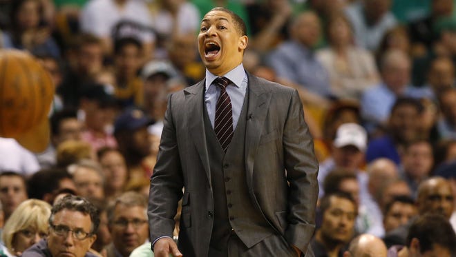 Cavaliers coach Tyronn Lue says he has his hands full with the Celtics and isn't looking ahead to possible Warriors rematch.