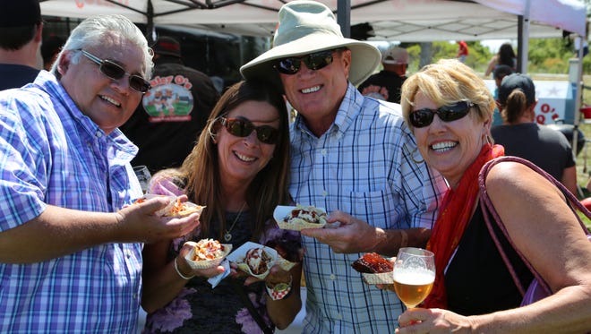 The Wine Country Big Q barbecue competition and festival in Petaluma, Calif. combines wine tasting and a barbecue cook-off. The Big Q is $45 per person to get in the gates and includes over a pound of barbecue samples plus beer, wine and cider sampling.