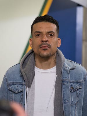Matt Barnes walking into the arena before a game between the Utah Jazz and the Golden State Warriors.