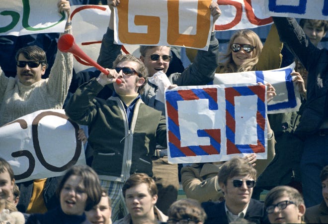 Fans cheered on the Brewers by holding up "GO" signs and blowing horns during the Brewers' first opening day on April 7, 1970. The game was also the season opener for the Brewers. A crowd of 37,237 saw the Brewers fall to the California Angels 12-0.