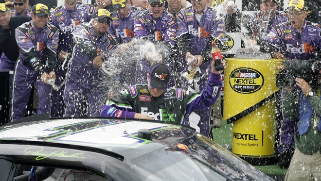 Denny Hamlin won his third career Cup race at the Lenox Industrial Tools 300 at New Hampshire International Speedway on July 1, 2007.